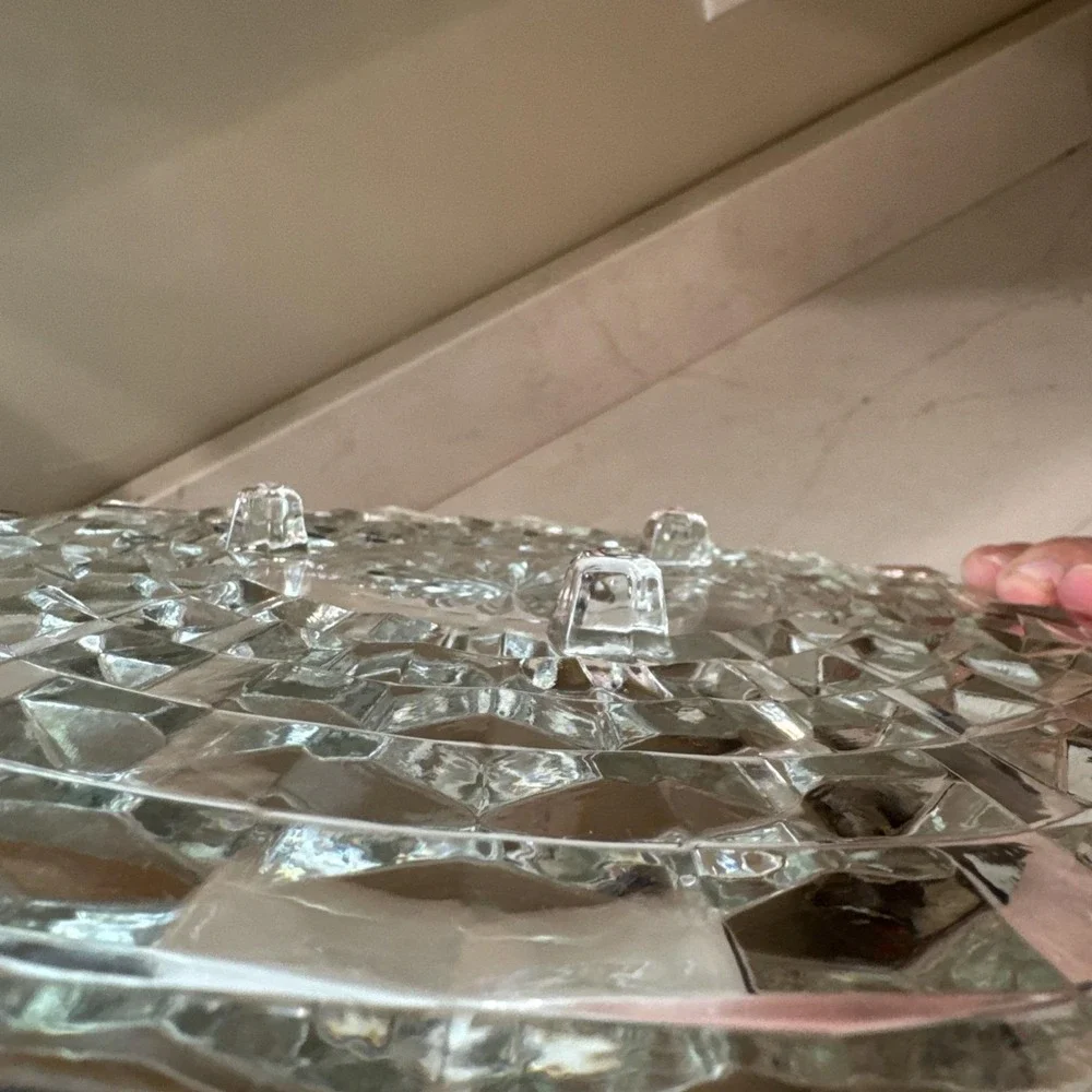 Fostoria American Clear Pressed Glass 12.5 inch Footed Cake Plate Vintage